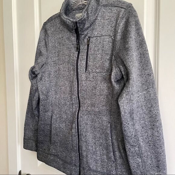 Grey herringbone fleece jacket - Picture 3 of 4